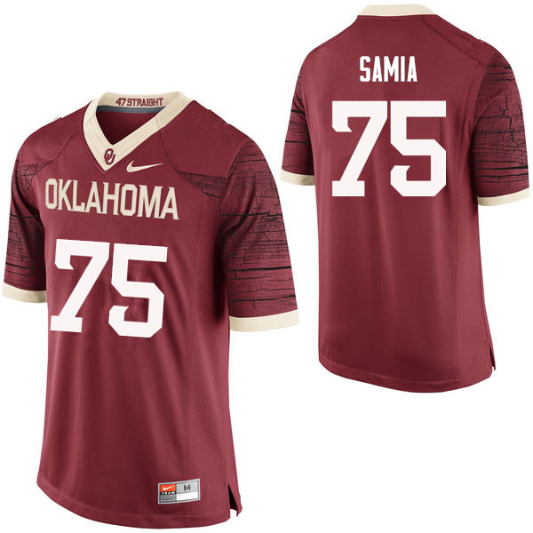 Men Oklahoma Sooners #75 Dru Samia College Football Jerseys Limited-Crimson